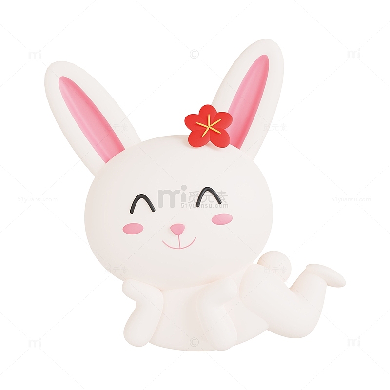 3D中秋兔子贴纸
