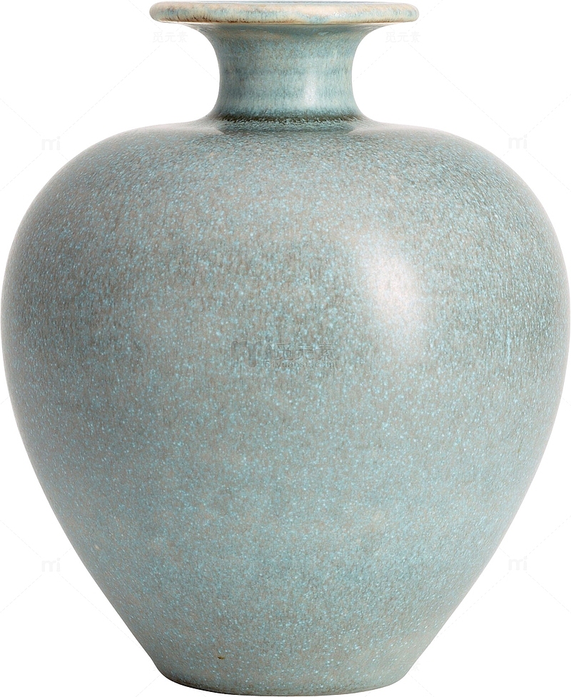 青绿色大肚盘口陶瓷花瓶