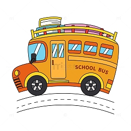 卡通线描幼儿园校车
