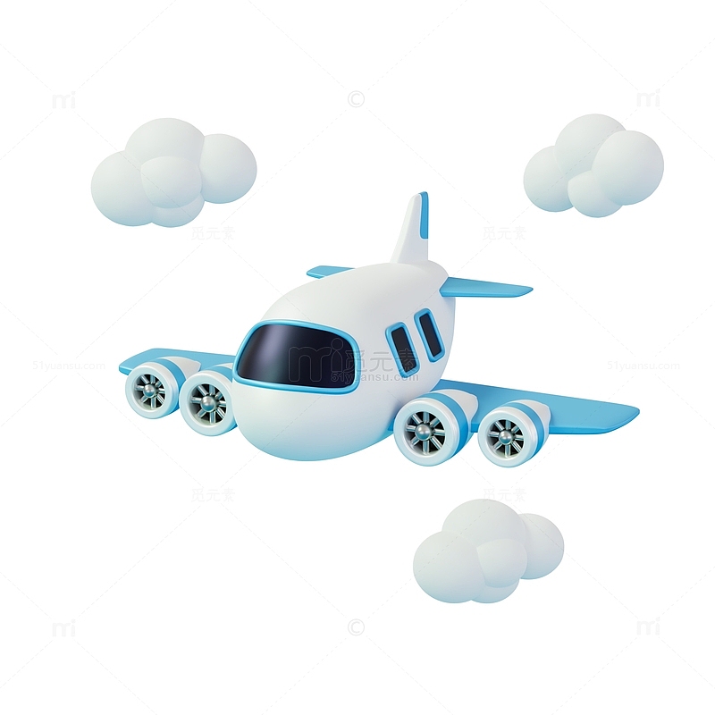 3D立体卡通小飞机云朵客机模型