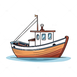 手绘交通工具船
