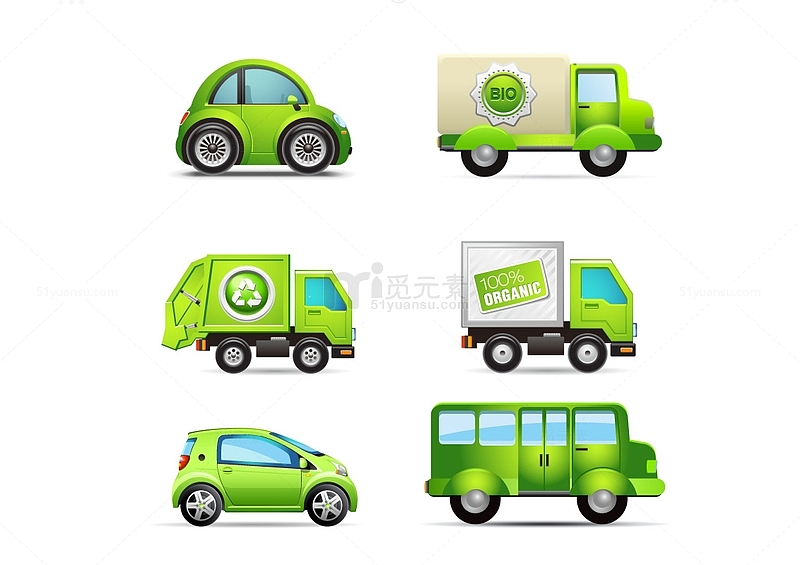 卡通绿色新能源汽车