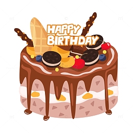 美味的黄桃巧克力生日蛋糕