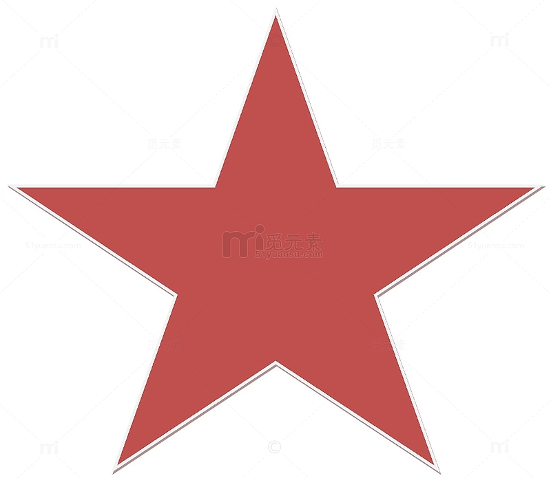 红色白描边五角星