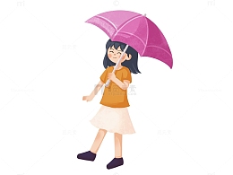 雨天出门的女孩