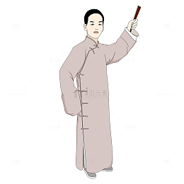 拿扇子的民国说书评剧先生古风古典卡通形象