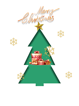 圣诞节圣诞树礼盒雪花