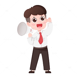 卡通手绘HR拿着喇叭招聘免抠元素