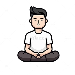 在打坐冥想的男生