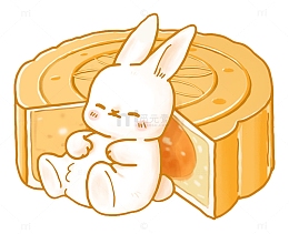 中秋节玉兔月饼插画