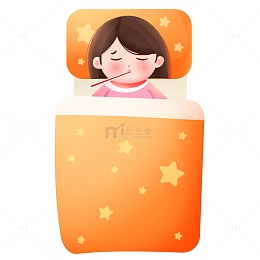 感冒生病的小孩元素