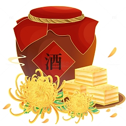 重阳节桂花糕酒酒壶菊花元素