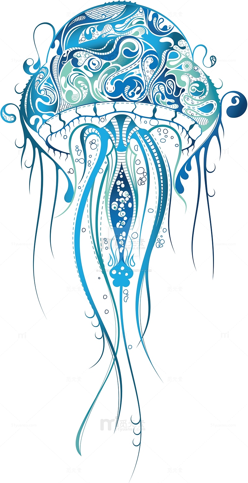 卡通彩绘花纹水母