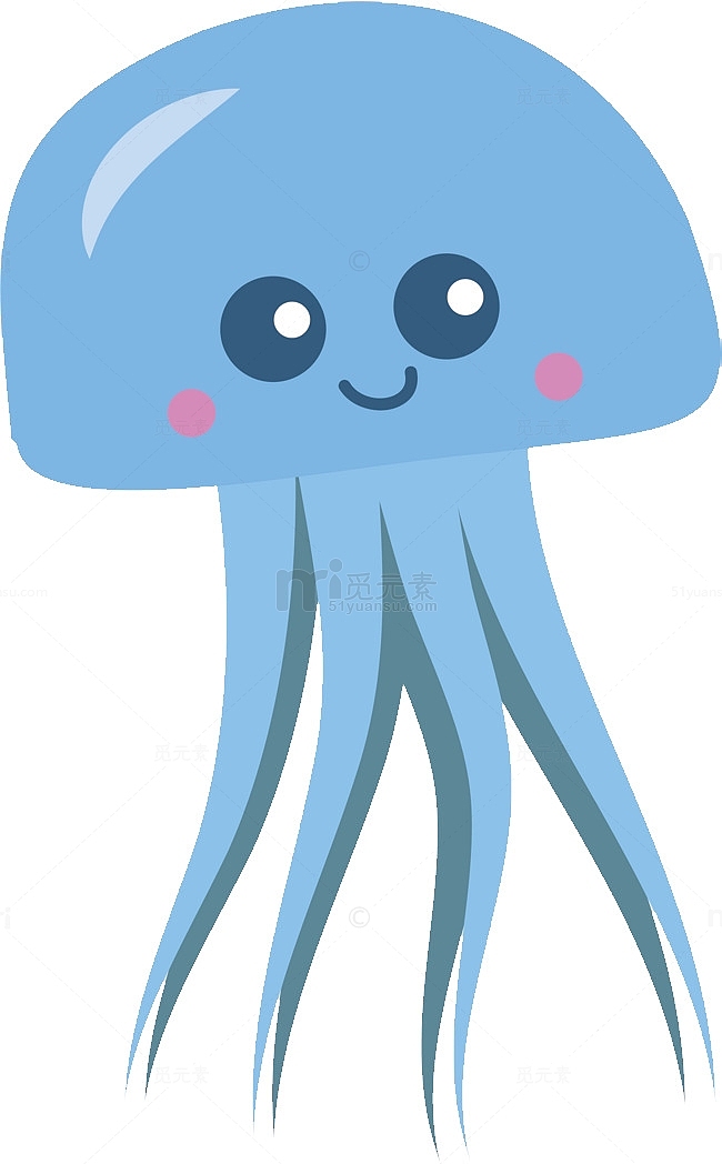 蓝色卡通拟人水母