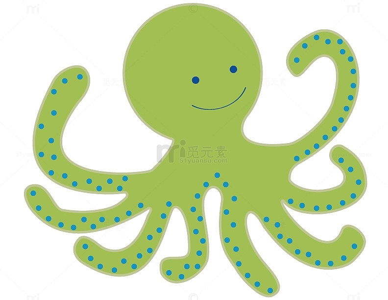 绿色卡通拟人化章鱼