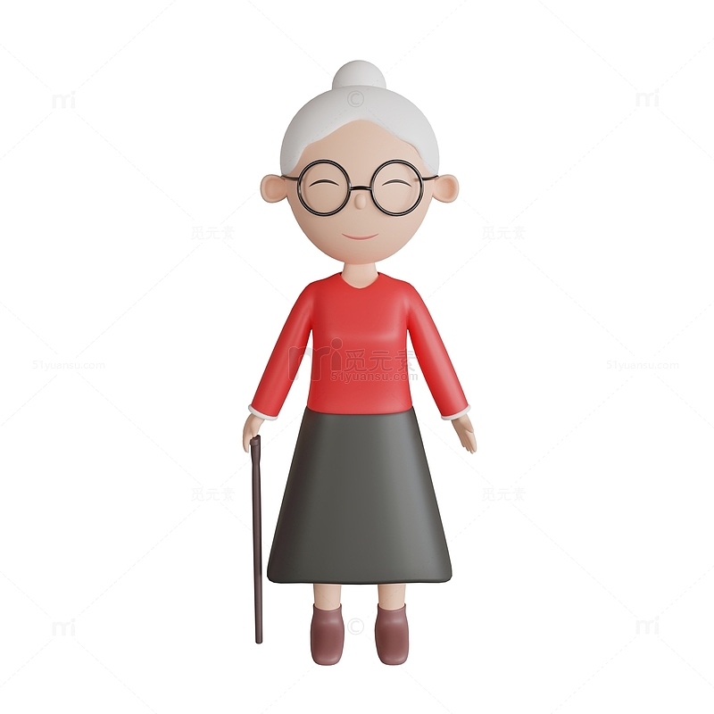 重阳节老人老奶奶母亲3D立体模型