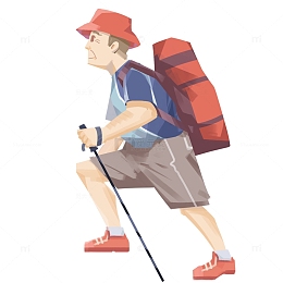 重阳节老人徒步登山手绘图