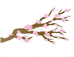 卡通一树盛开的樱花