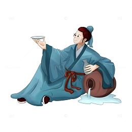 举杯喝酒的古风男子