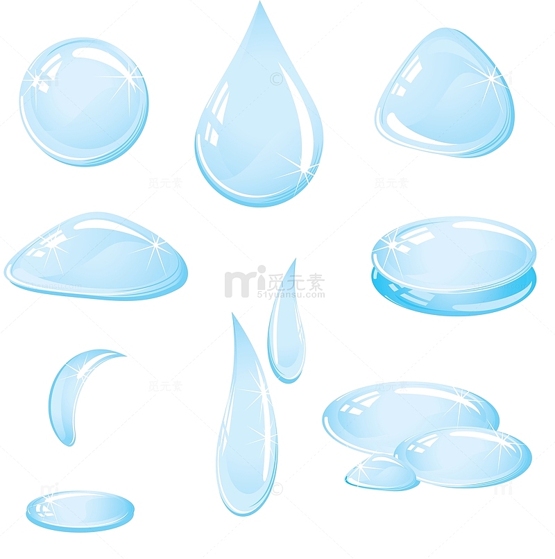 蓝色卡通透明水滴