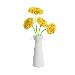 重阳节菊花花瓶摆件3D立体模型