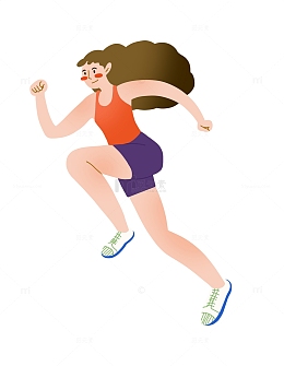 运动扁平化手绘插画奔跑女生