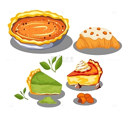 卡通美食奶油蛋糕面包蛋挞