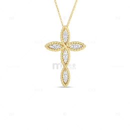 钻石叶子十字项链