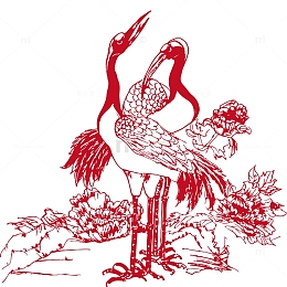 重阳节仙鹤手绘剪影矢量元素