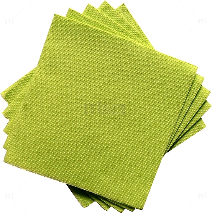 一叠绿色的方形餐巾纸