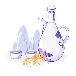 简约复古重阳节菊花酒