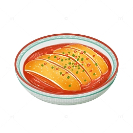 手绘麻辣口水鸡白切鸡鸡肉川味美食插画
