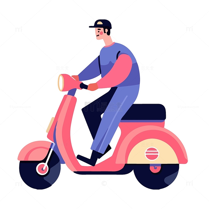 骑摩托的男子卡通插画扁平插画