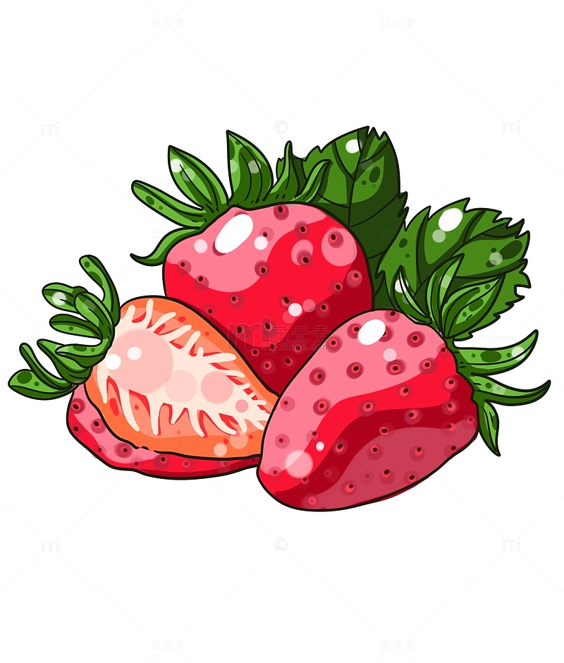 三个新鲜的水果草莓
