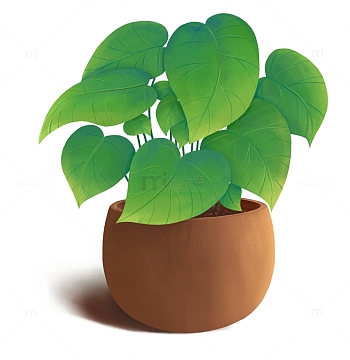 手绘绿植绿萝清新植物盆栽