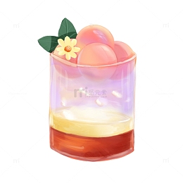 手绘水彩 夏日饮品 玻璃杯子