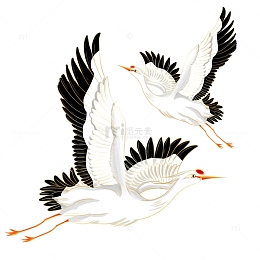 仙鹤飞鸟插画手绘元素