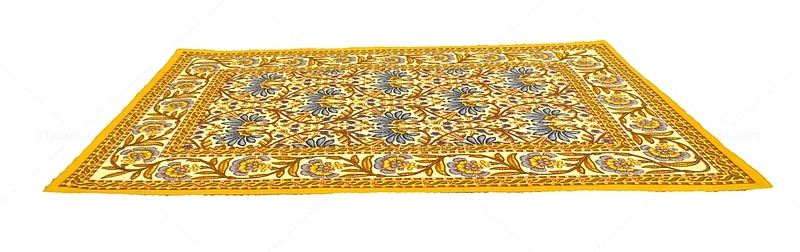 黄色提花花朵图案地毯
