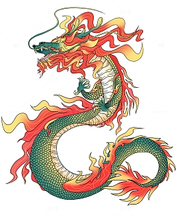 新年红色2024龙年撞色青龙手绘插画素材