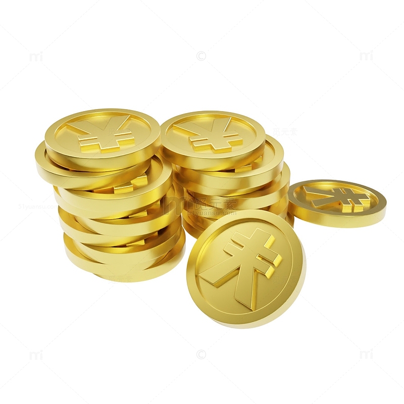 双十一3D立体金币堆元素