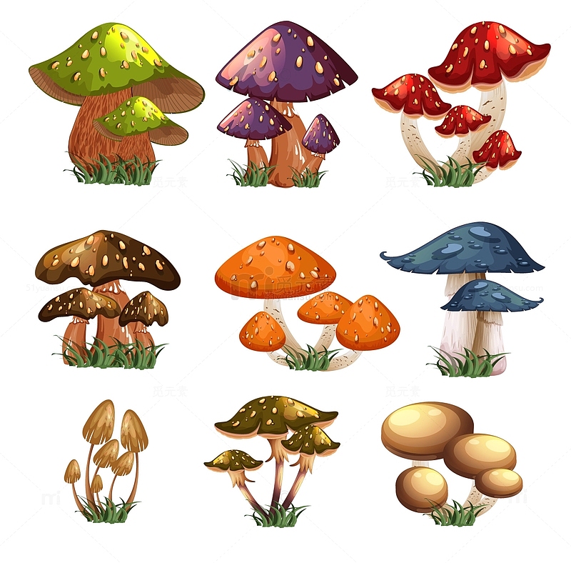 手绘蘑菇儿童插画风元素