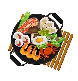 卡通海鲜美食生蚝螃蟹虾