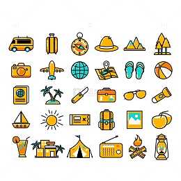 卡通扁平旅行图标