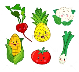 卡通水果蔬菜插画元素