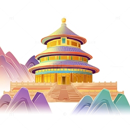 天坛手绘插画国潮建筑