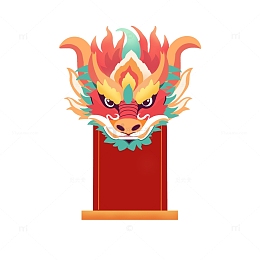 新年龙年生肖国潮龙头卷轴手绘