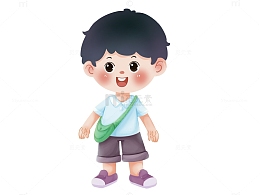 出门郊游的小男孩