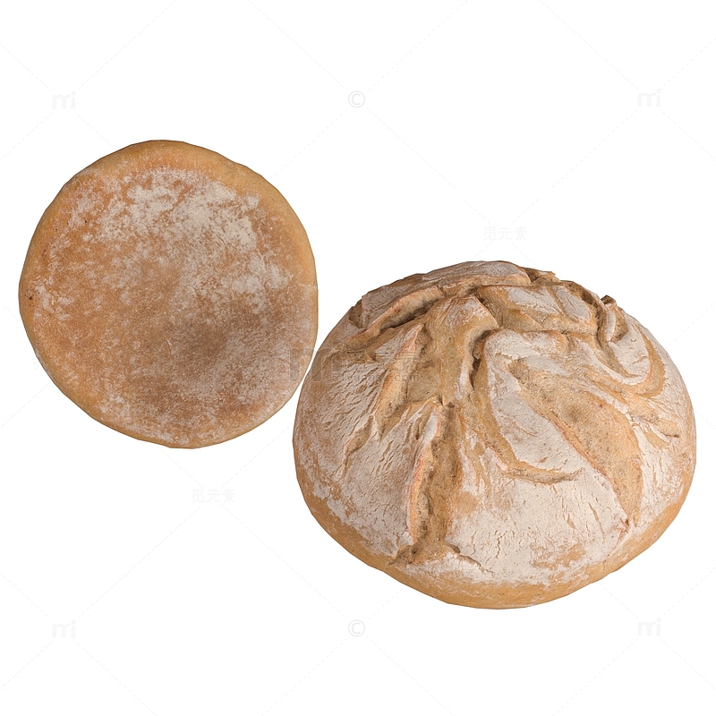 写实西餐食物圆白面包