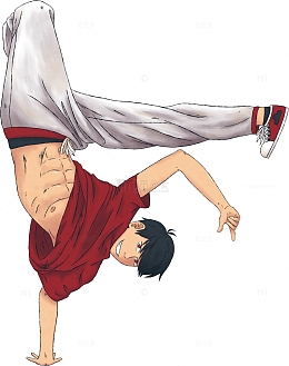 手绘跳霹雳舞的男生