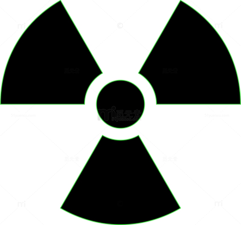 绿边黑色辐射标识图标